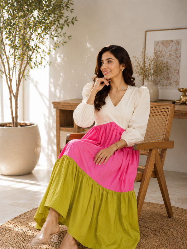 Blush & Olive Colorblock Dream Dress
