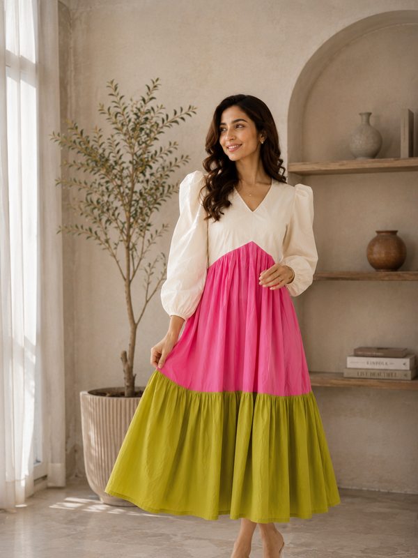 Blush & Olive Colorblock Dream Dress