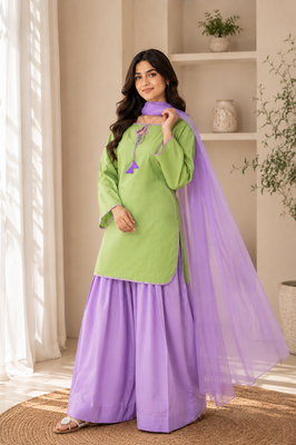 Pastel Breeze Soft Cotton Farsi salwar suit Set
