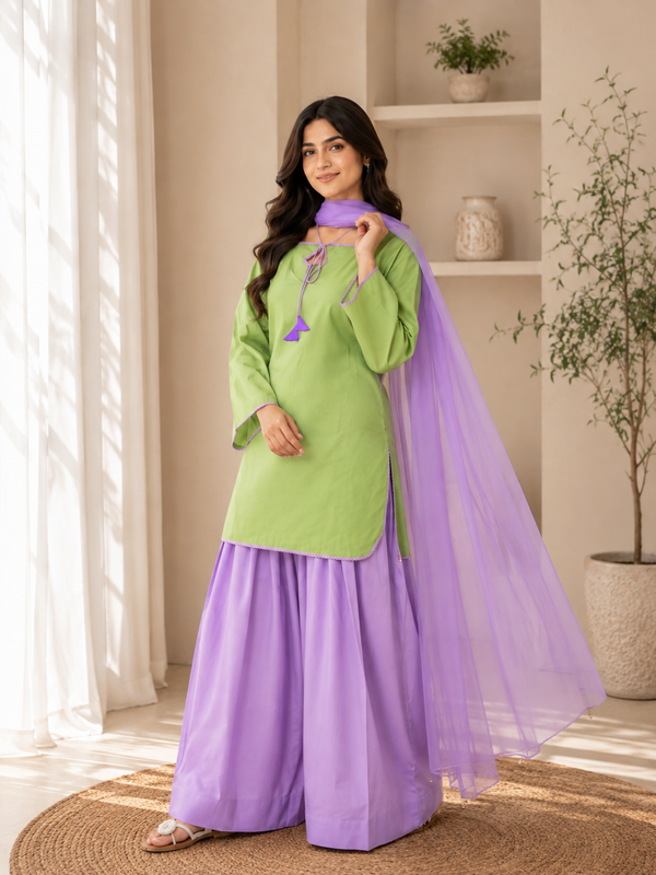 Pastel Breeze Soft Cotton Farsi salwar suit Set