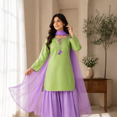 Pastel Breeze Soft Cotton Farsi salwar suit Set