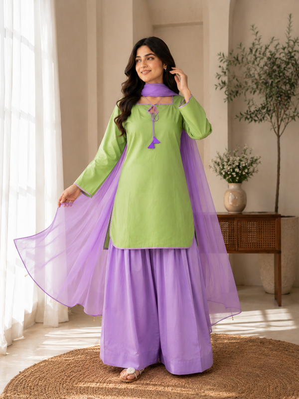 Pastel Breeze Soft Cotton Farsi salwar suit Set