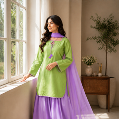 Pastel Breeze Soft Cotton Farsi salwar suit Set