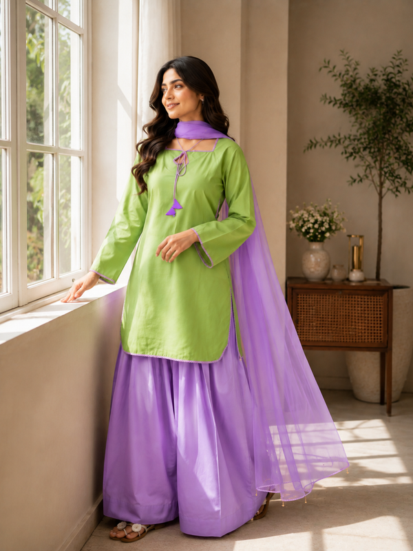 Pastel Breeze Soft Cotton Farsi salwar suit Set
