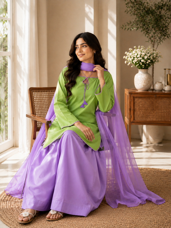 Pastel Breeze Soft Cotton Farsi salwar suit Set