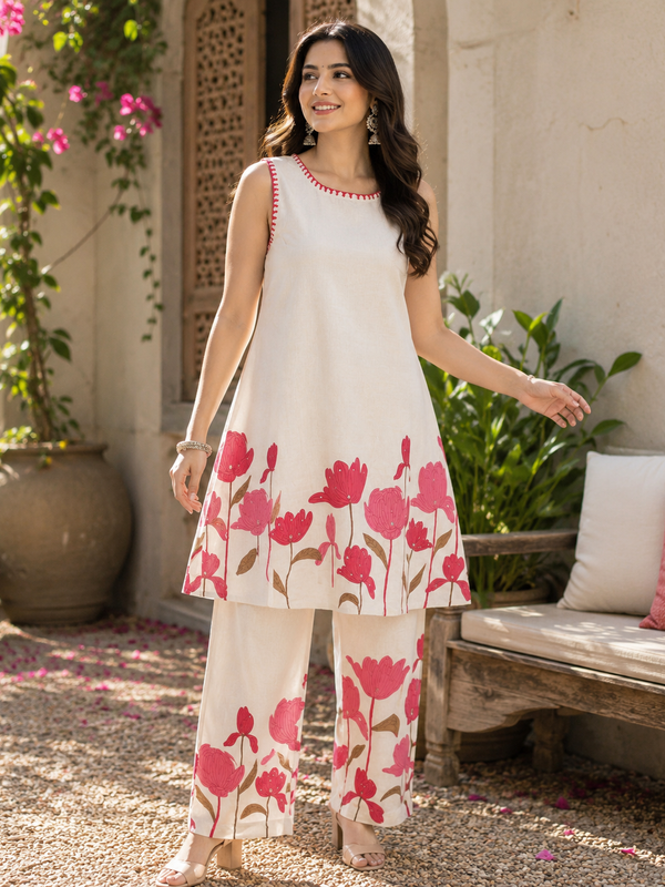 Pink Flora Elegance Co-Ord Set