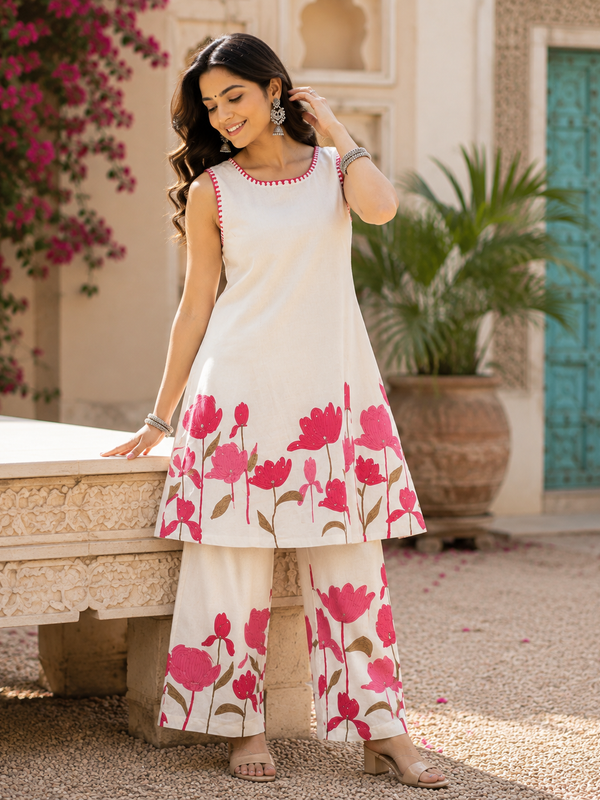 Pink Flora Elegance Co-Ord Set