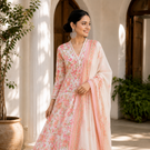 Elegant Pink Floral Cotton Kurta Set