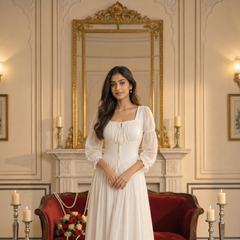 Indolady Snowfall Grace White Party Dress
