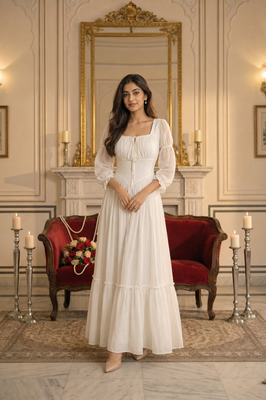 Indolady Snowfall Grace White Party Dress