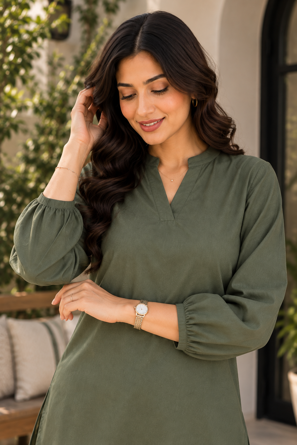 Olive Green Cotton Co-Ord Set