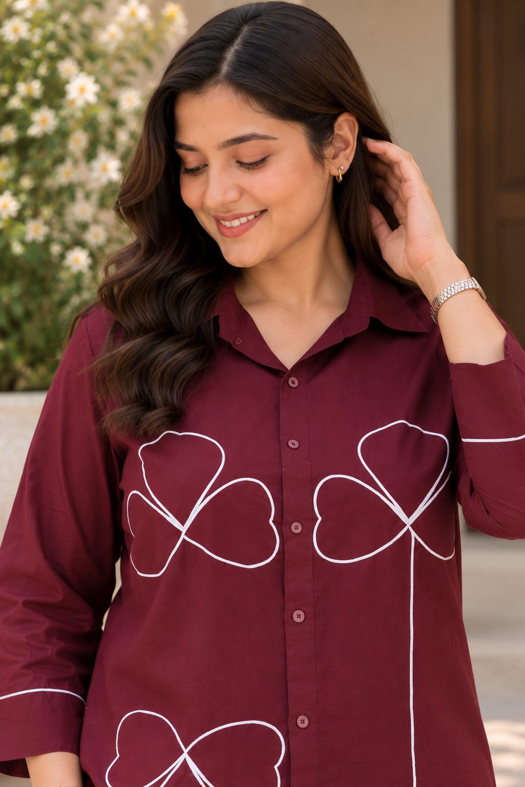 Maroon Garden Cotton Co-Ord Set