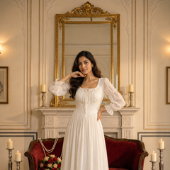 Indolady Snowfall Grace White Party Dress