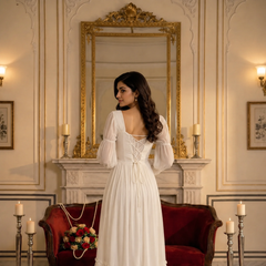 Indolady Snowfall Grace White Party Dress