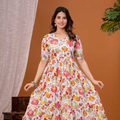 Indolady Blush Blossom Cotton Floral Maternity Gown