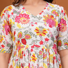 Indolady Blush Blossom Cotton Floral Maternity Gown