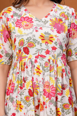 Indolady Blush Blossom Cotton Floral Maternity Gown