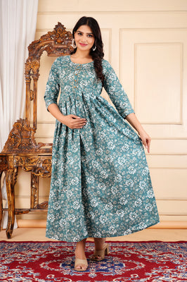 Blossom Charm Cotton Maternity & Feeding Dress