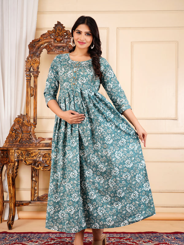 Blossom Charm Cotton Maternity & Feeding Dress