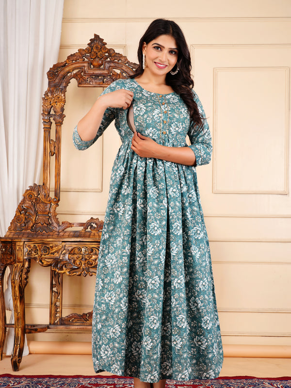 Blossom Charm Cotton Maternity & Feeding Dress