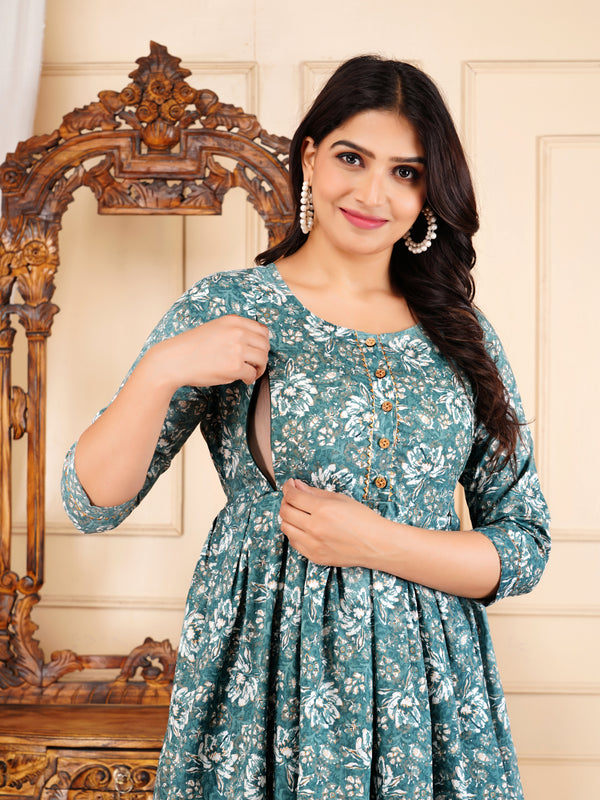 Blossom Charm Cotton Maternity & Feeding Dress
