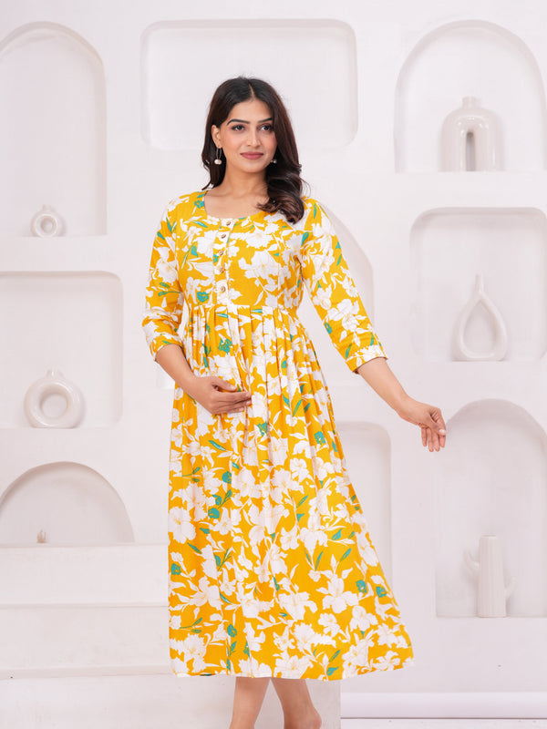 Grace Garden Printed Cotton Maternity Gown
