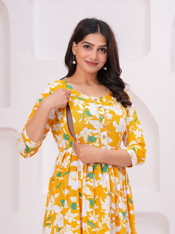 Grace Garden Printed Cotton Maternity Gown