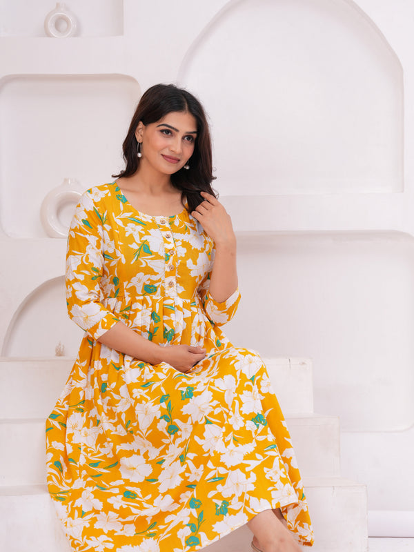 Grace Garden Printed Cotton Maternity Gown