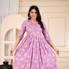 Rosewood Floral Printed Cotton Maternity & Nursing Gown