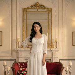 Indolady Snowfall Grace White Party Dress
