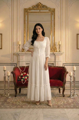 Indolady Snowfall Grace White Party Dress