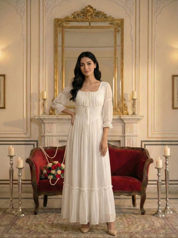 Indolady Snowfall Grace White Party Dress