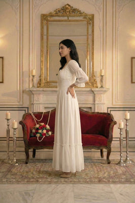 Indolady Snowfall Grace White Party Dress