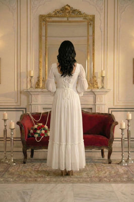 Indolady Snowfall Grace White Party Dress