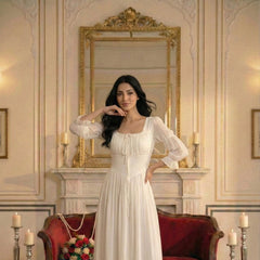 Indolady Snowfall Grace White Party Dress