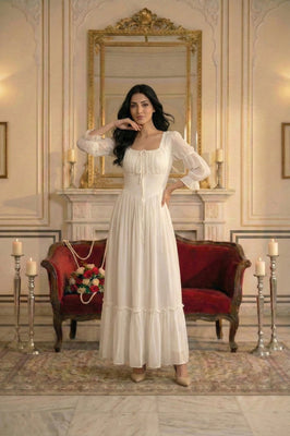Indolady Snowfall Grace White Party Dress