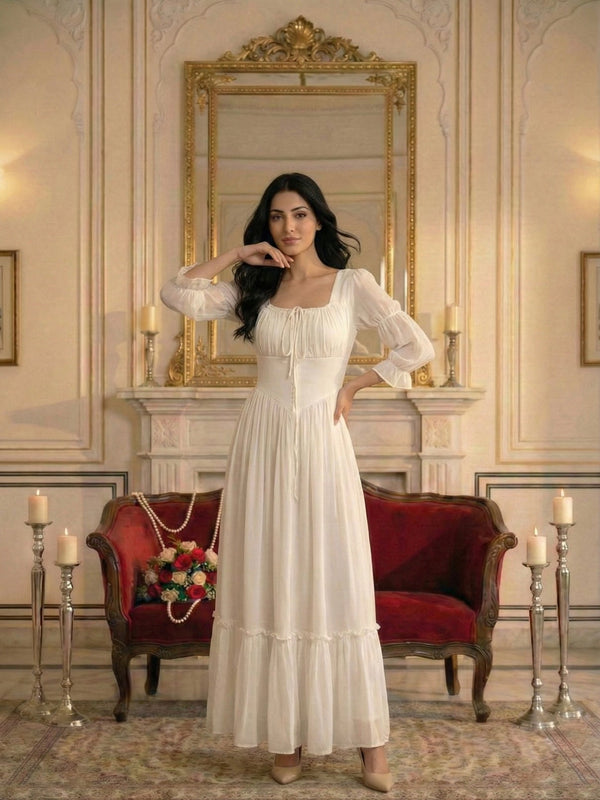 Indolady Snowfall Grace White Party Dress