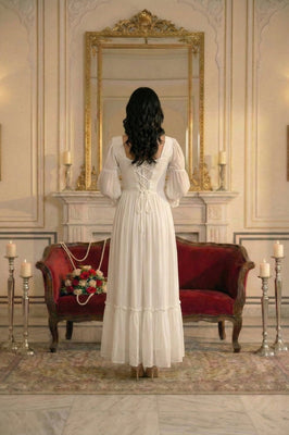 Indolady Snowfall Grace White Party Dress