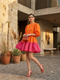 IndoLady Citrus Crush Puff Sleeve Tiered Dress