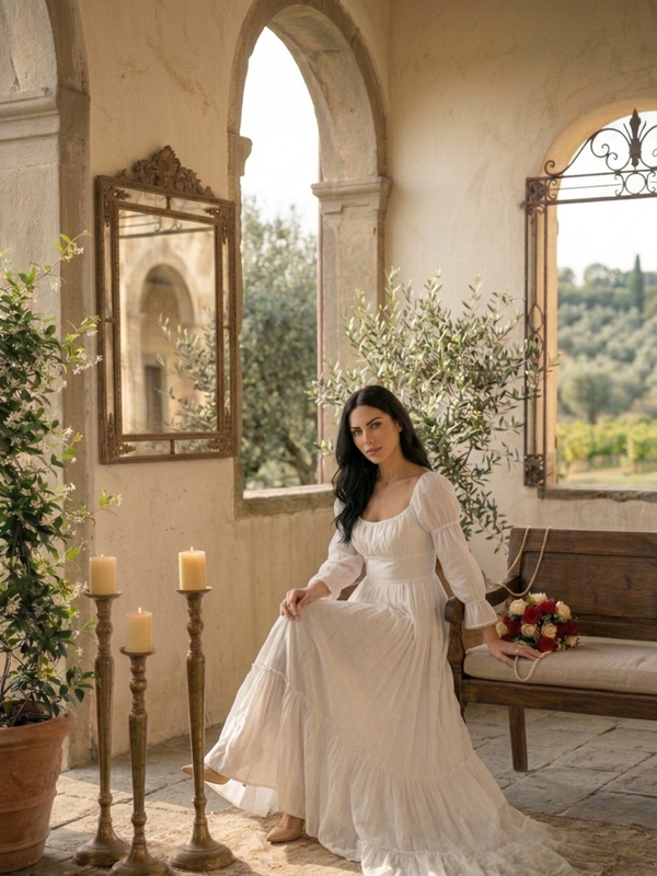 Indolady Snowfall Grace White Party Dress