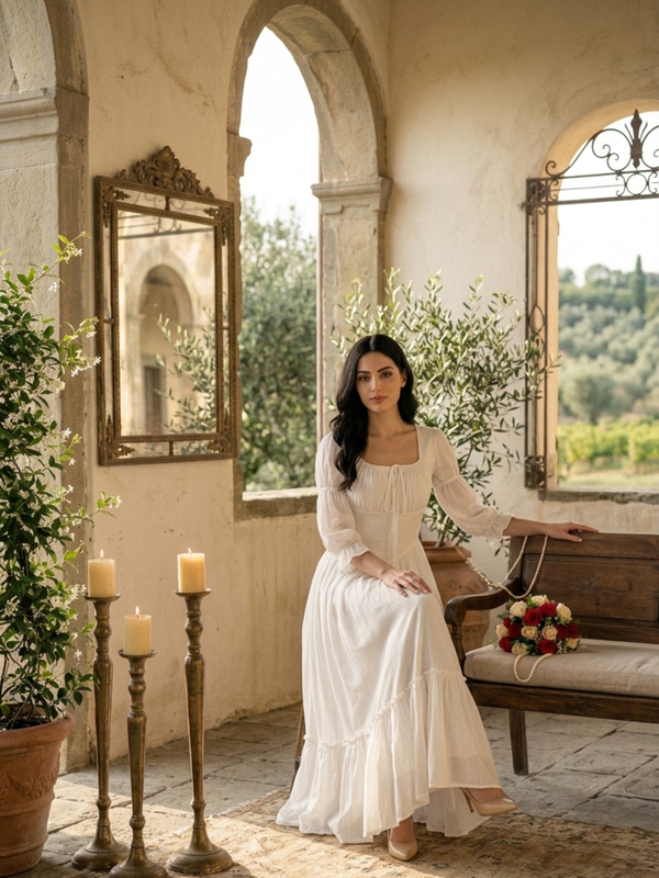Indolady Snowfall Grace White Party Dress