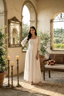 Indolady Snowfall Grace White Party Dress