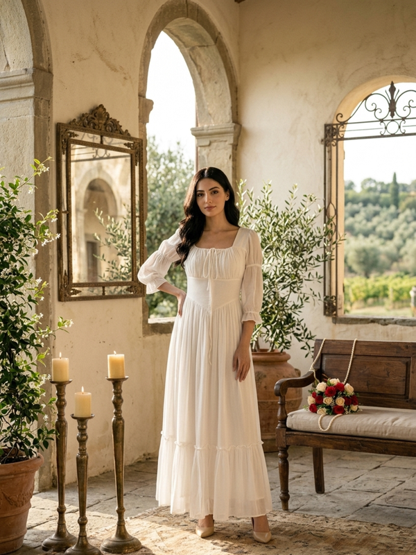 Indolady Snowfall Grace White Party Dress