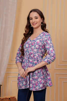 Indolady Cotton Printed Top