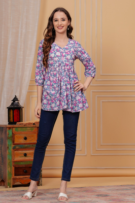 Indolady Cotton Printed Top