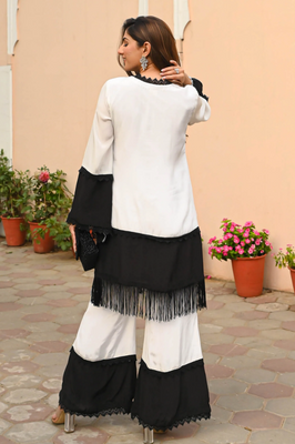 Indolady Black & White Co-ord Set – Premium Rayon Comfort