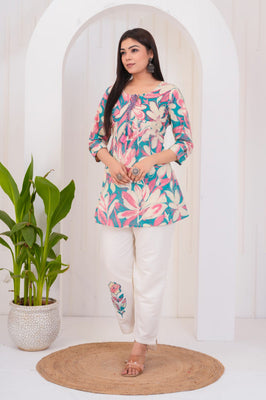 Indolady Blue Patchwork Co-ord Set – Pure Cotton, Stylish &  Comfortable