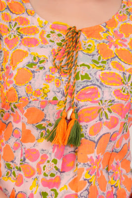 Indolady Orange Patchwork Co-ord Set – Pure Cotton, Chic & Comfortable