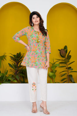 Indolady Green Patchwork Co-ord Set – Pure Cotton, Chic & Comfortable