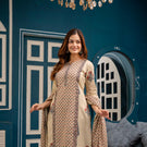 Graceful Bloom: Beige Cotton Kurta Pant with Dupatta Set